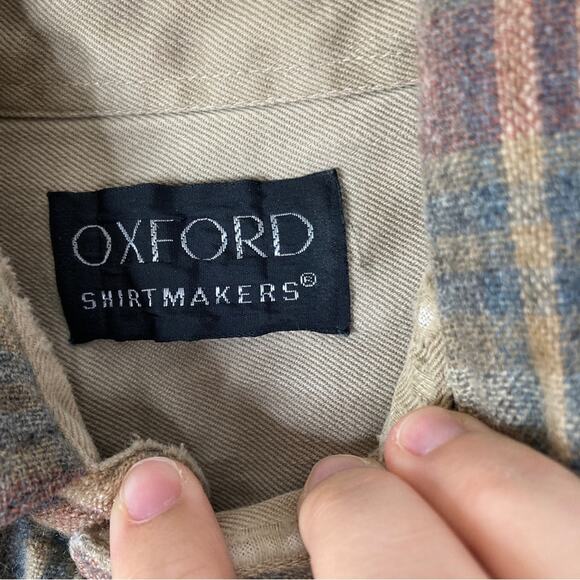 Oxford Shirtmakers | Vintage Men's Plaid Wool Button Up Shirt Size Large - Picture 5 of 7